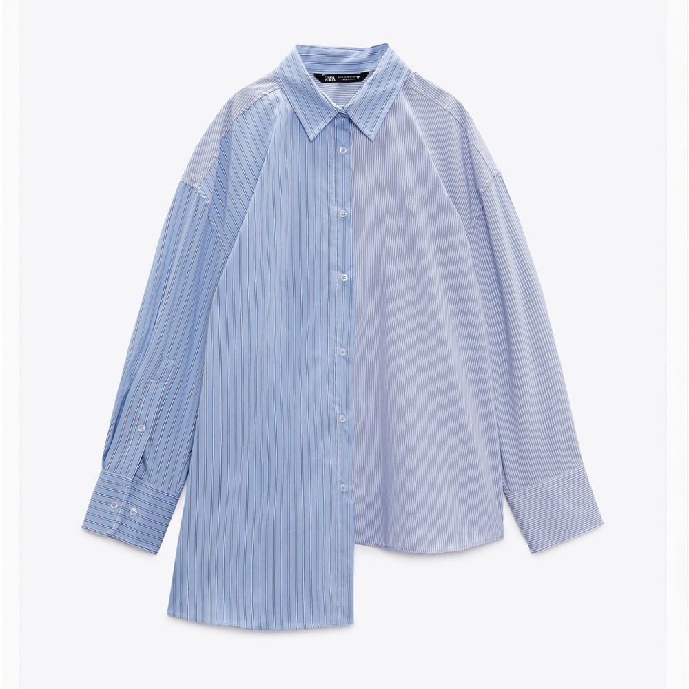 ZARA Asymmetrical Striped Shirt